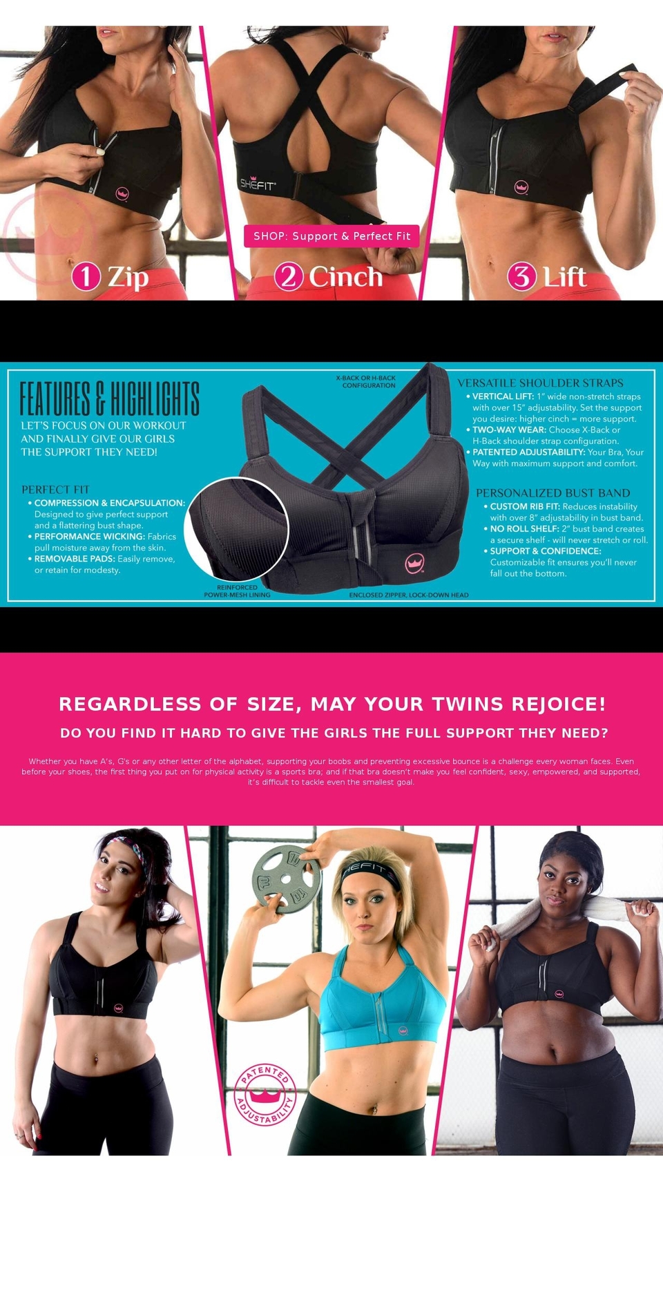 SG of 0 BF (Before Fix) Shopify theme site example shefitsportsbra.com