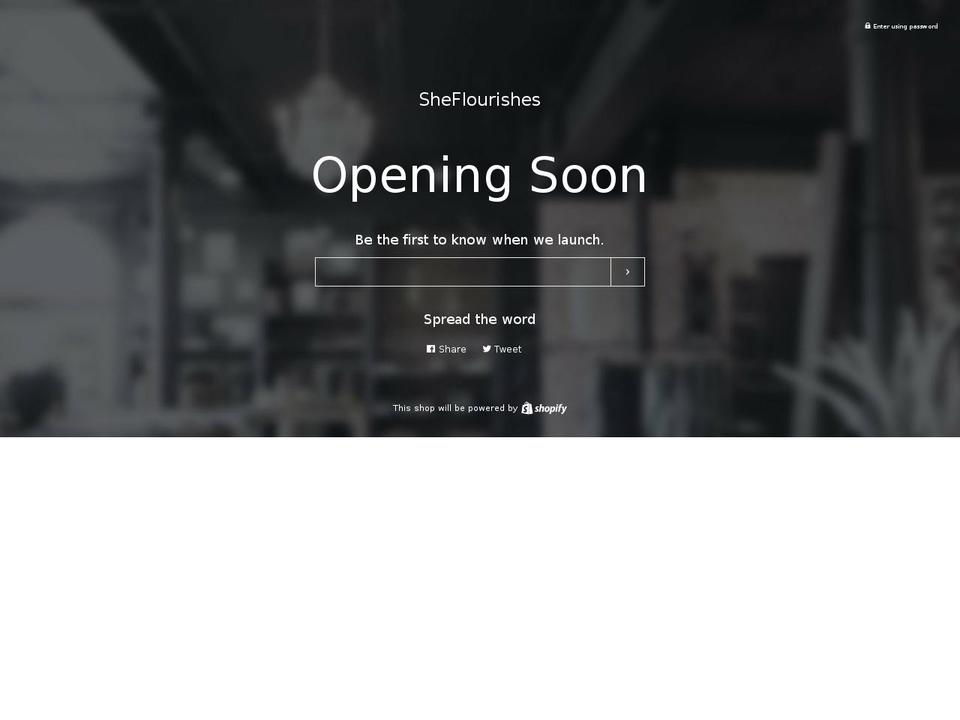 sheflourishes.org shopify website screenshot