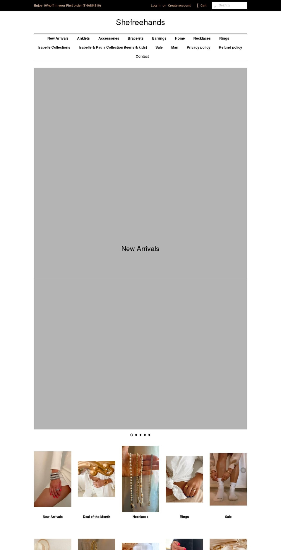 shefreehands.com shopify website screenshot