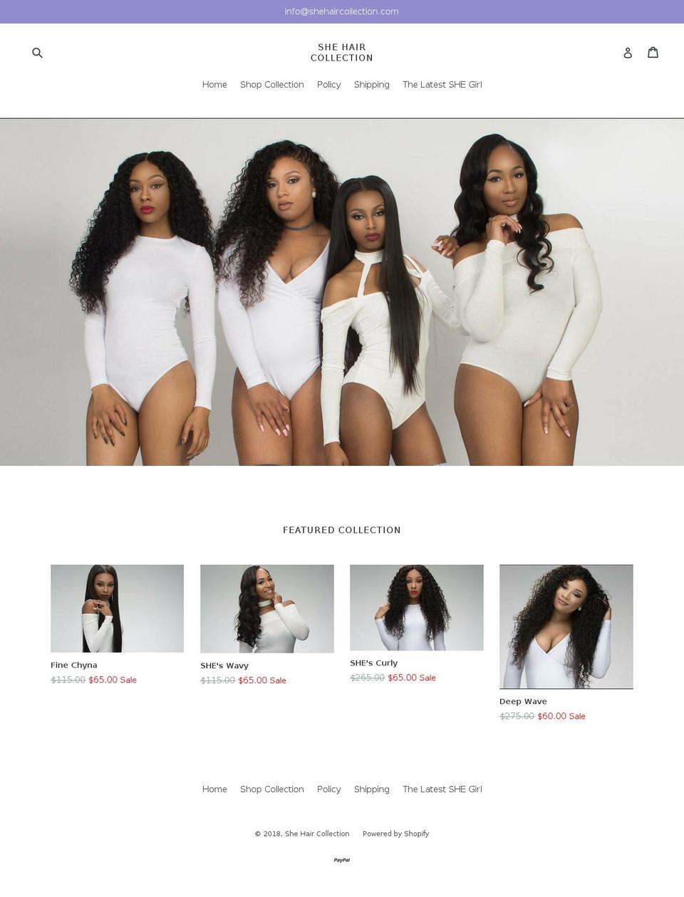 shehaircollection.com shopify website screenshot