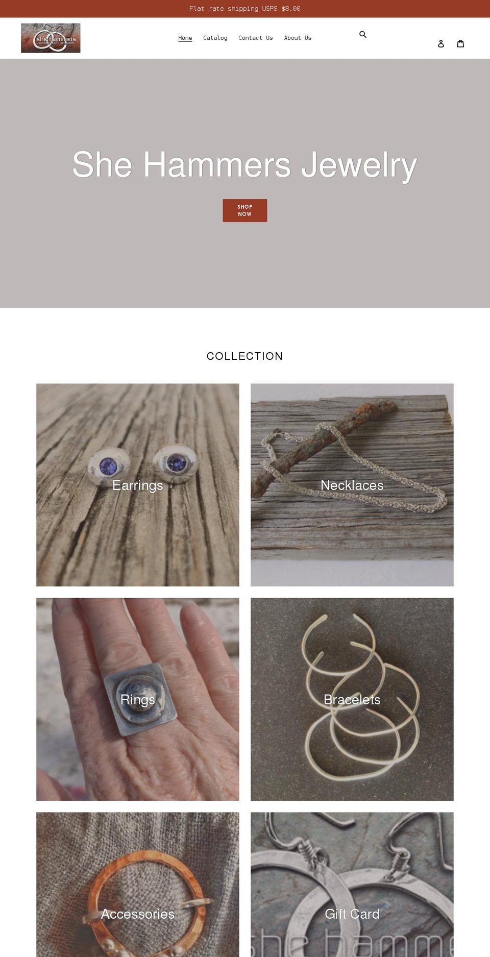 shehammersjewelry.com shopify website screenshot