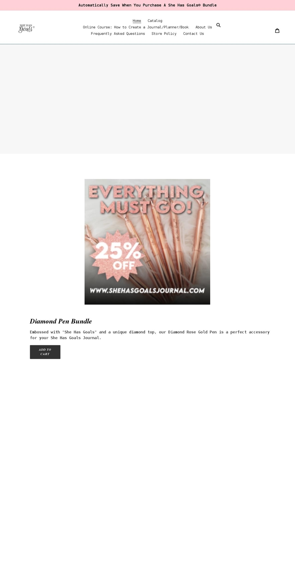 shehasgoalsjournal.com shopify website screenshot