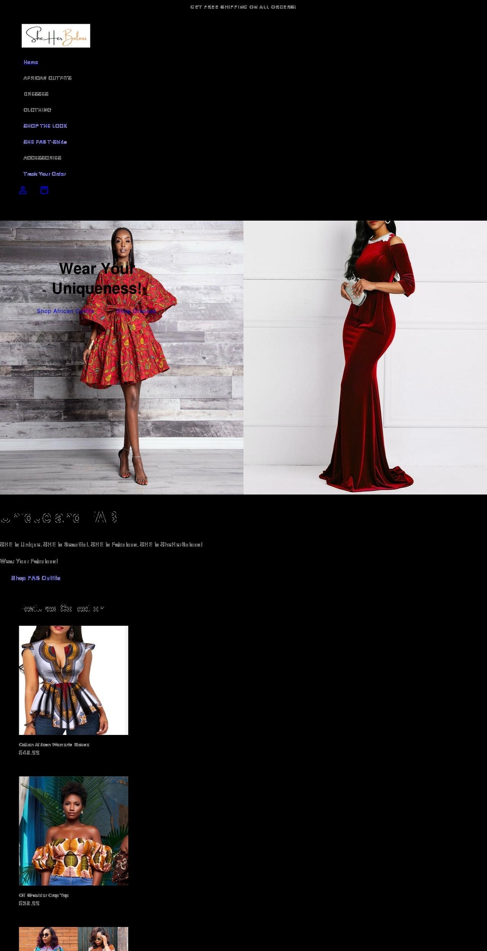 sheherbulous.com shopify website screenshot