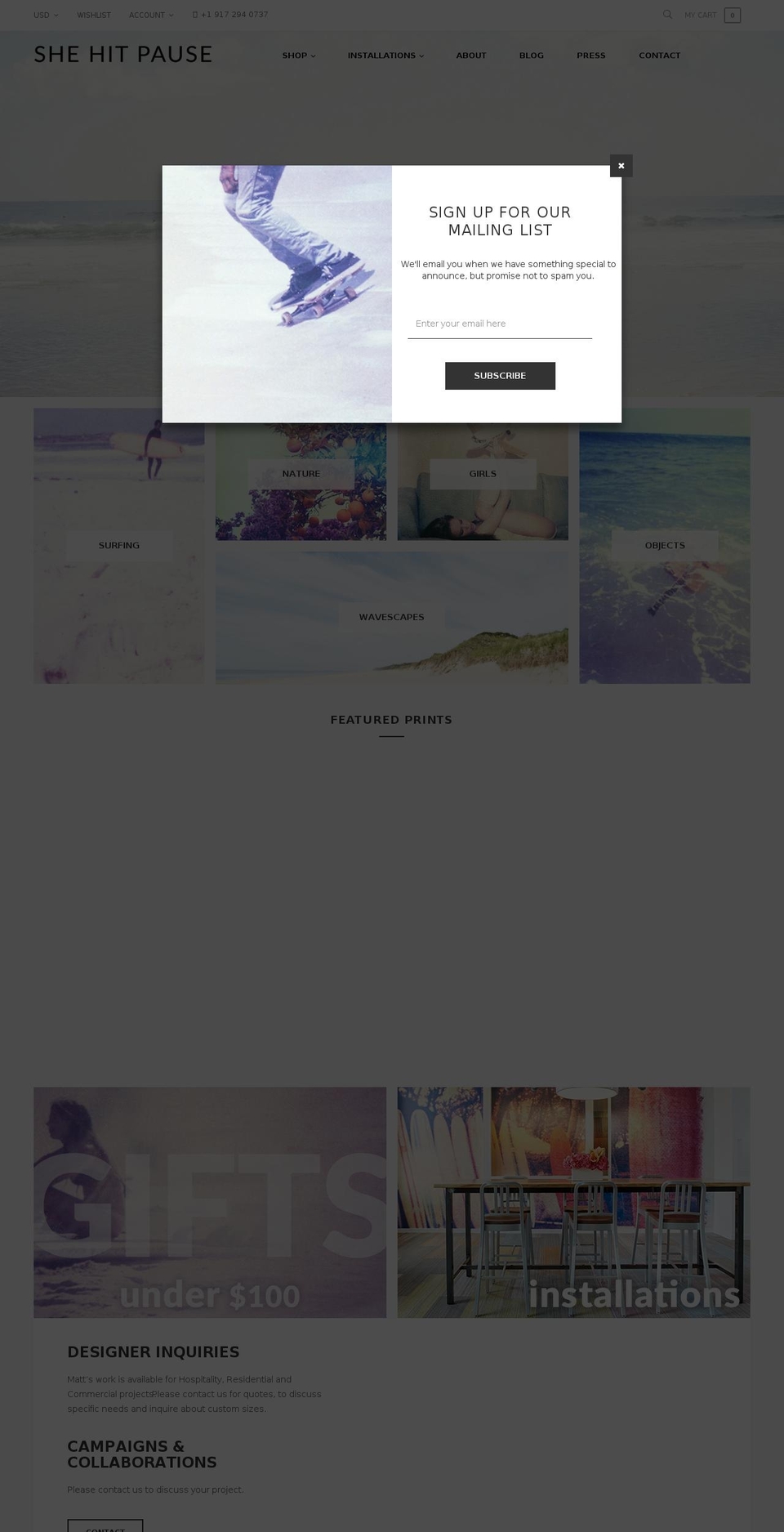 shehitpause.com shopify website screenshot