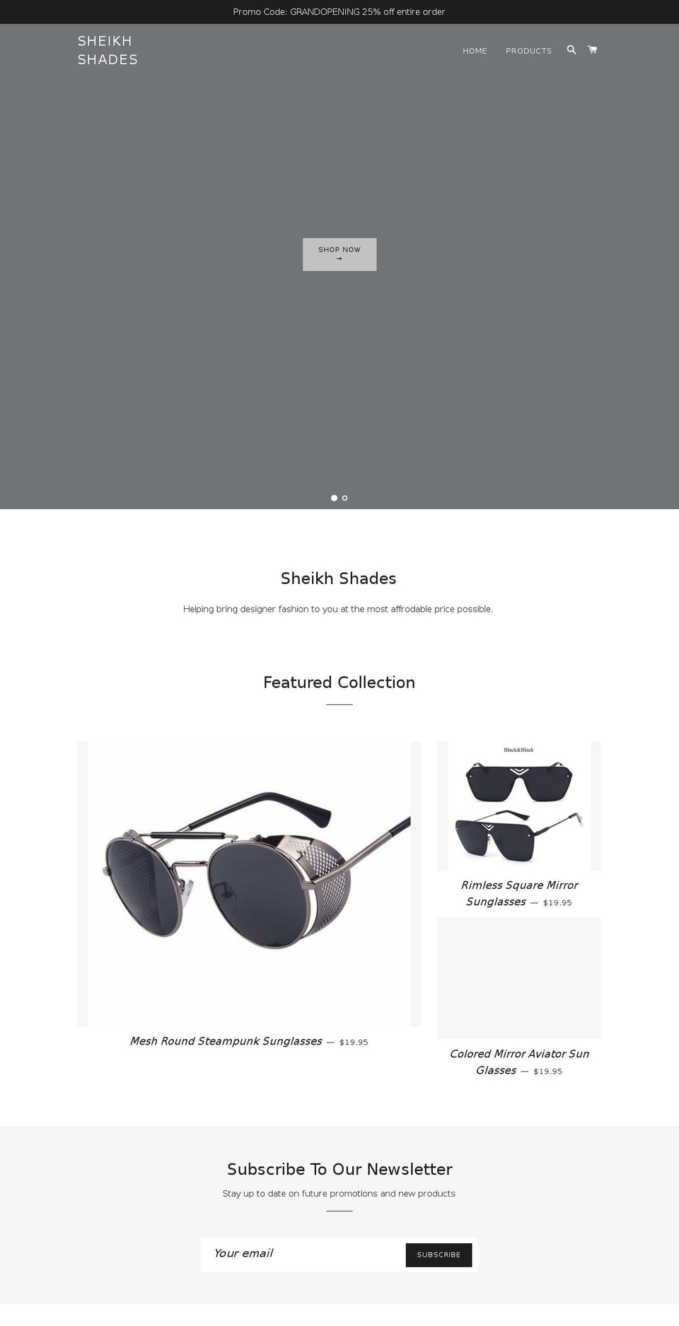 sheikhshades.com — Shopify storefront screenshot