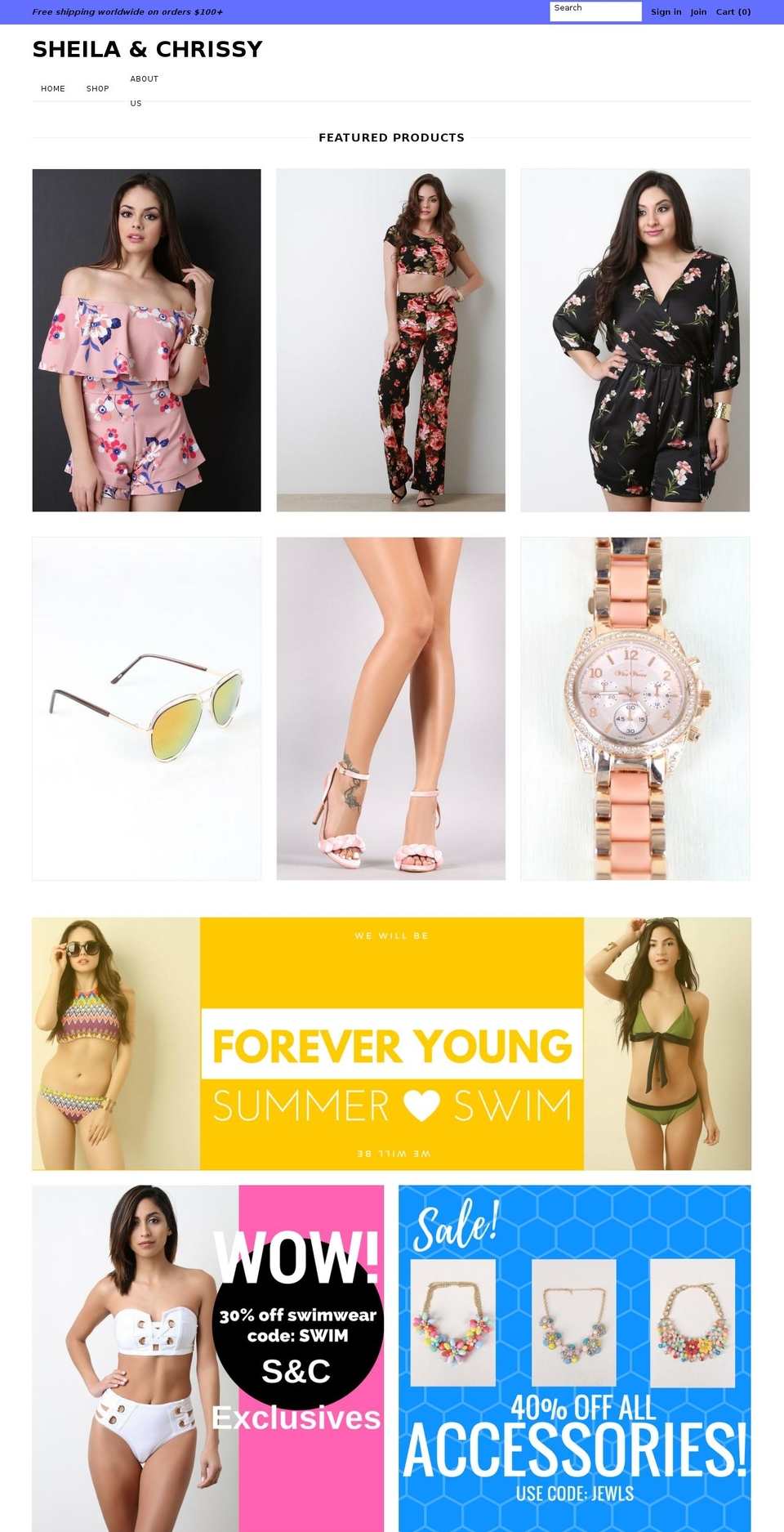 sheilaandchrissy.com shopify website screenshot