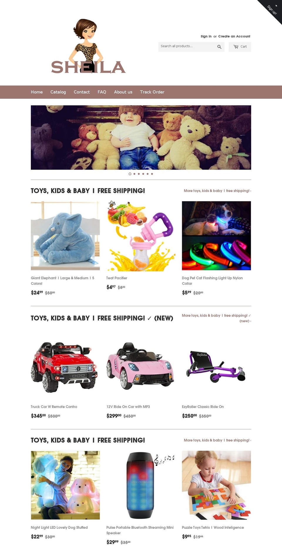 sheilafans.com shopify website screenshot