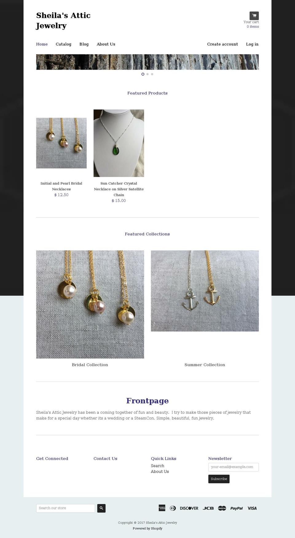 sheilasatticjewelry.com shopify website screenshot