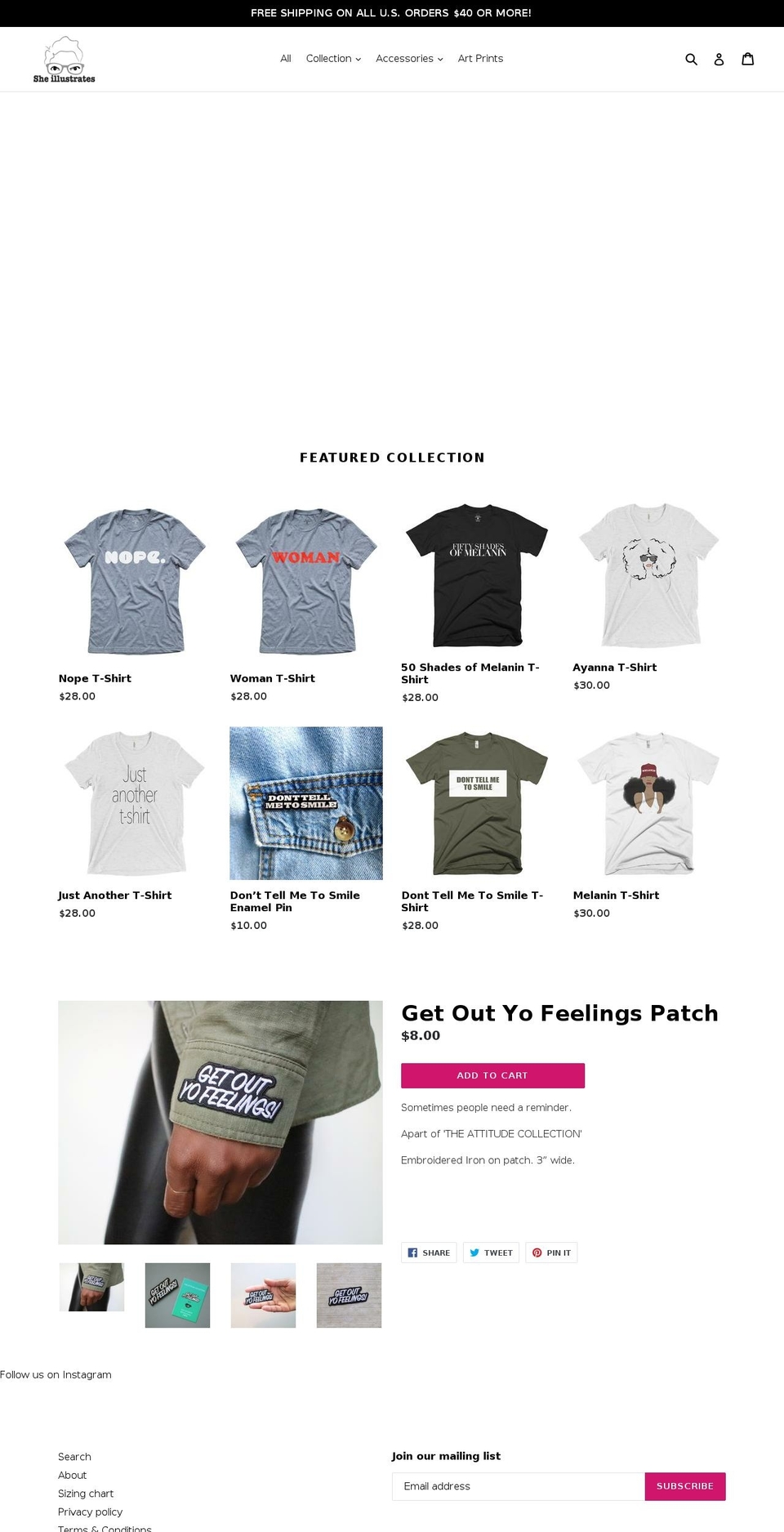 sheillustrates.com shopify website screenshot