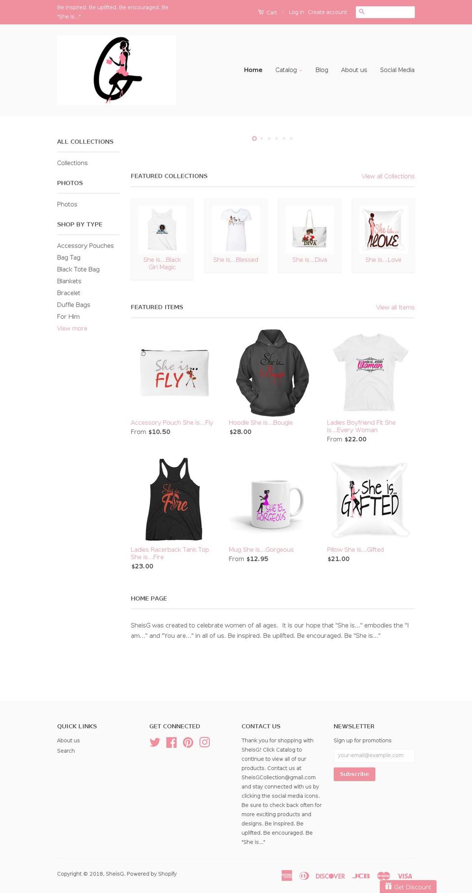 sheisg.com shopify website screenshot