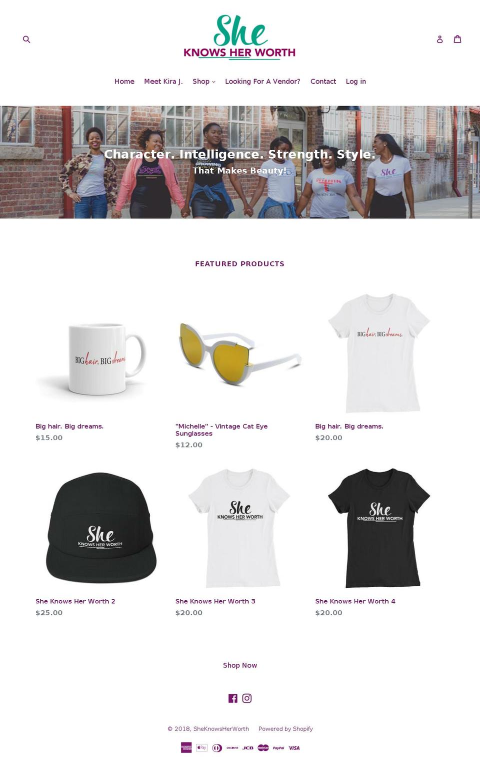 sheknowsherworth.com — Shopify storefront screenshot