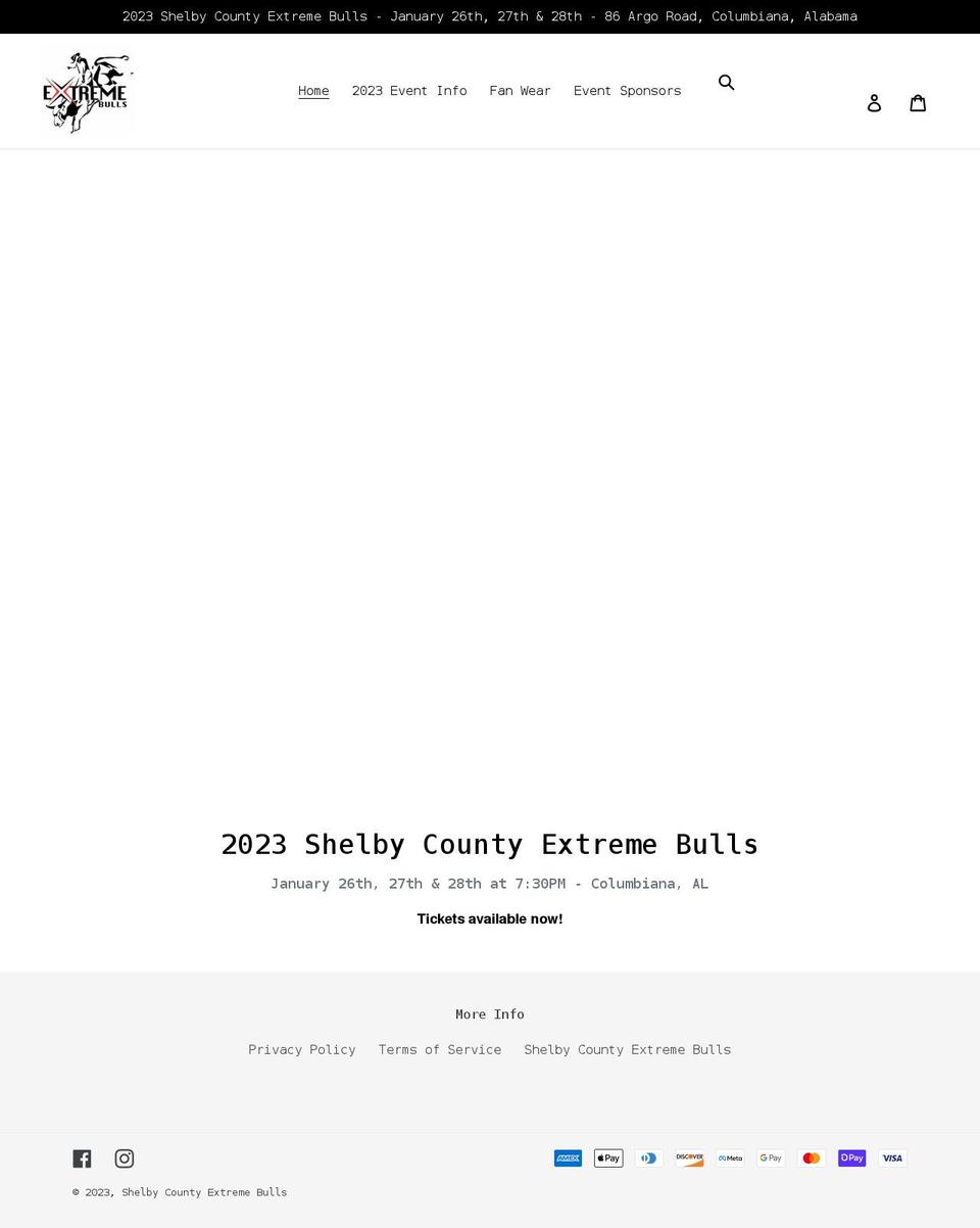 shelbycountyextremebulls.com shopify website screenshot