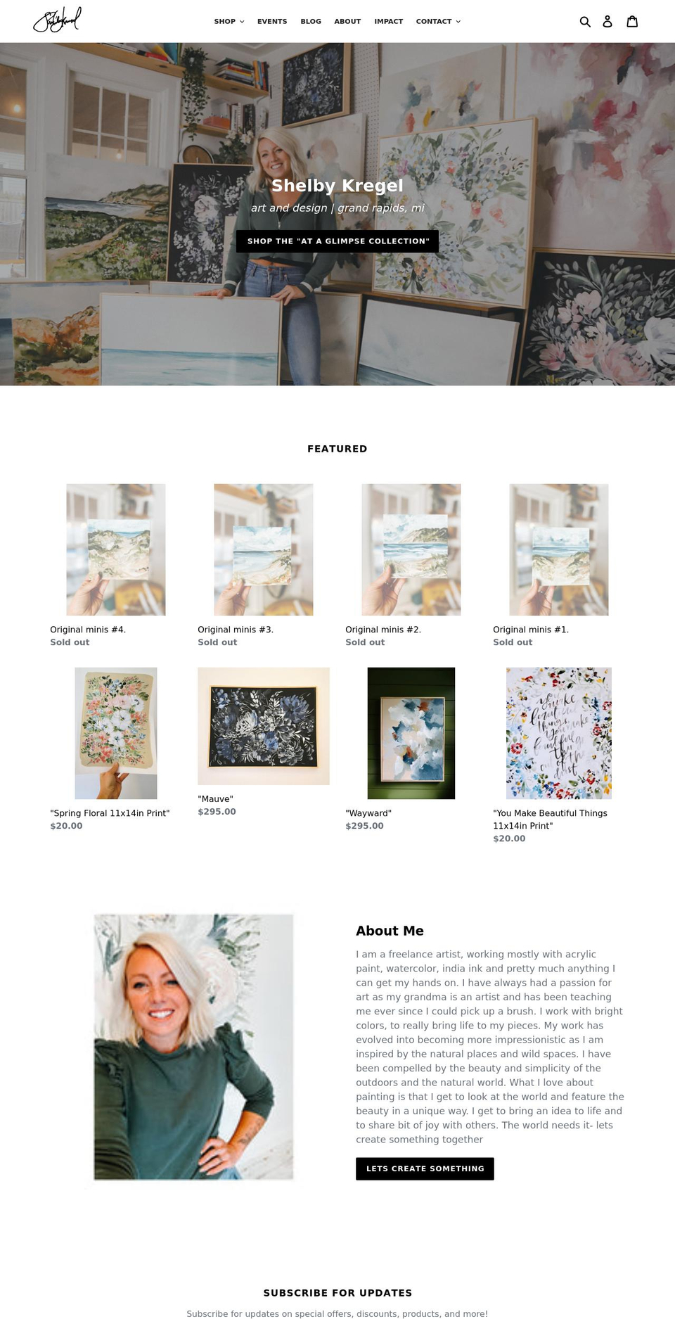 shelbykregel.com shopify website screenshot