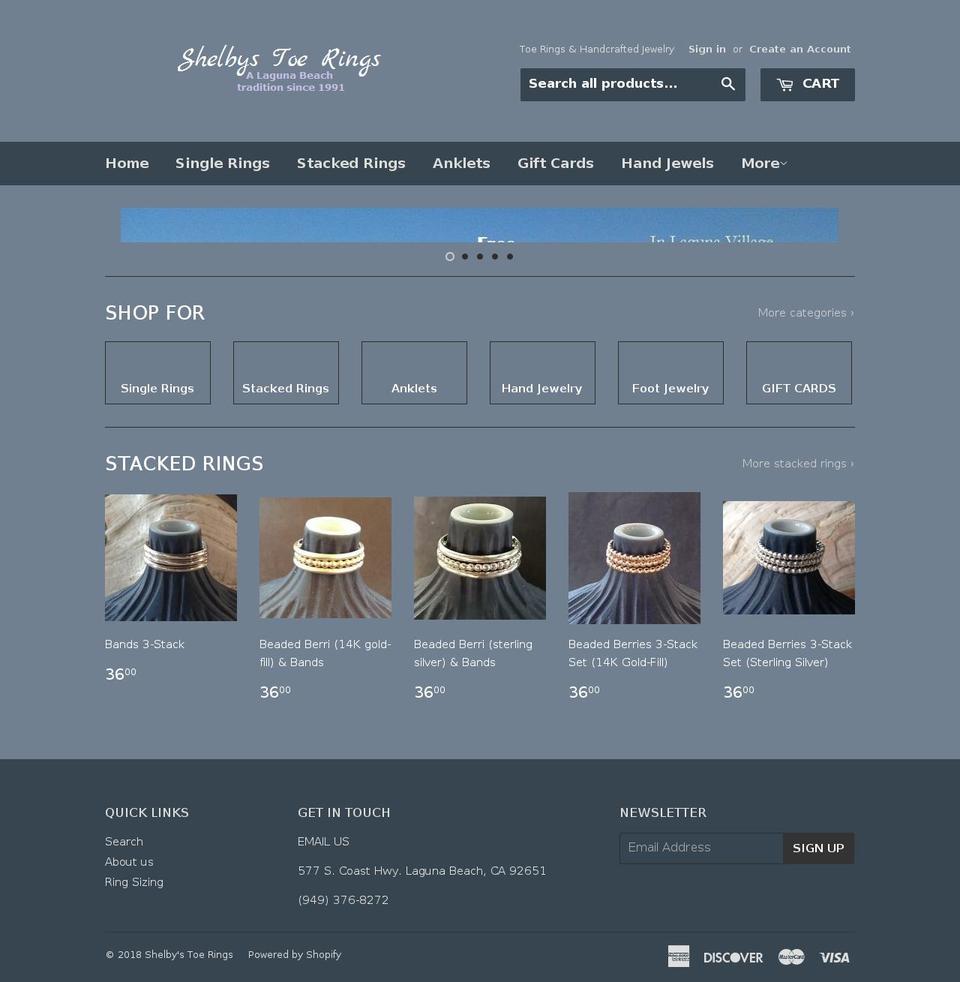 shelbytoerings.com — Shopify storefront screenshot