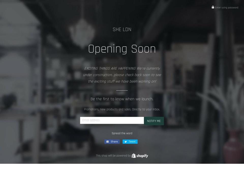 sheldn.com — Shopify storefront screenshot