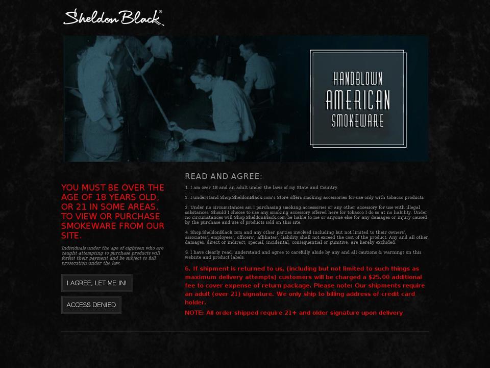 sheldonblack.com shopify website screenshot