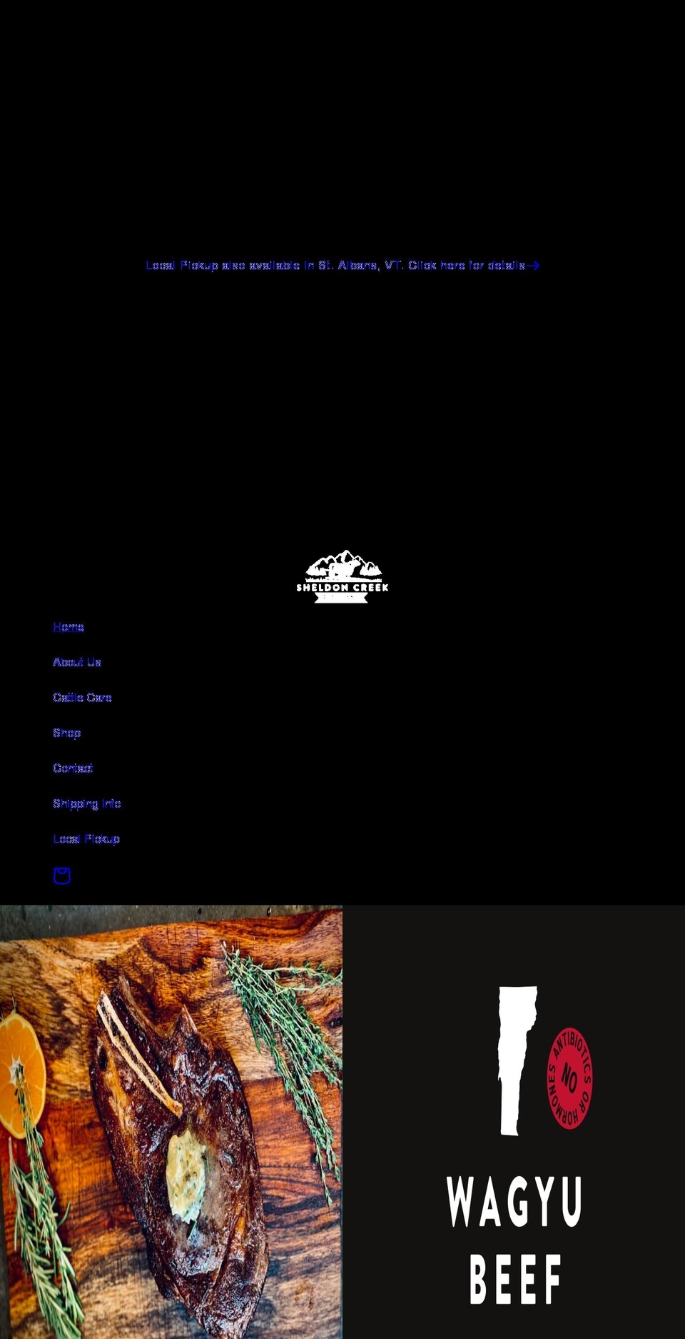 sheldoncreekfarms.com shopify website screenshot
