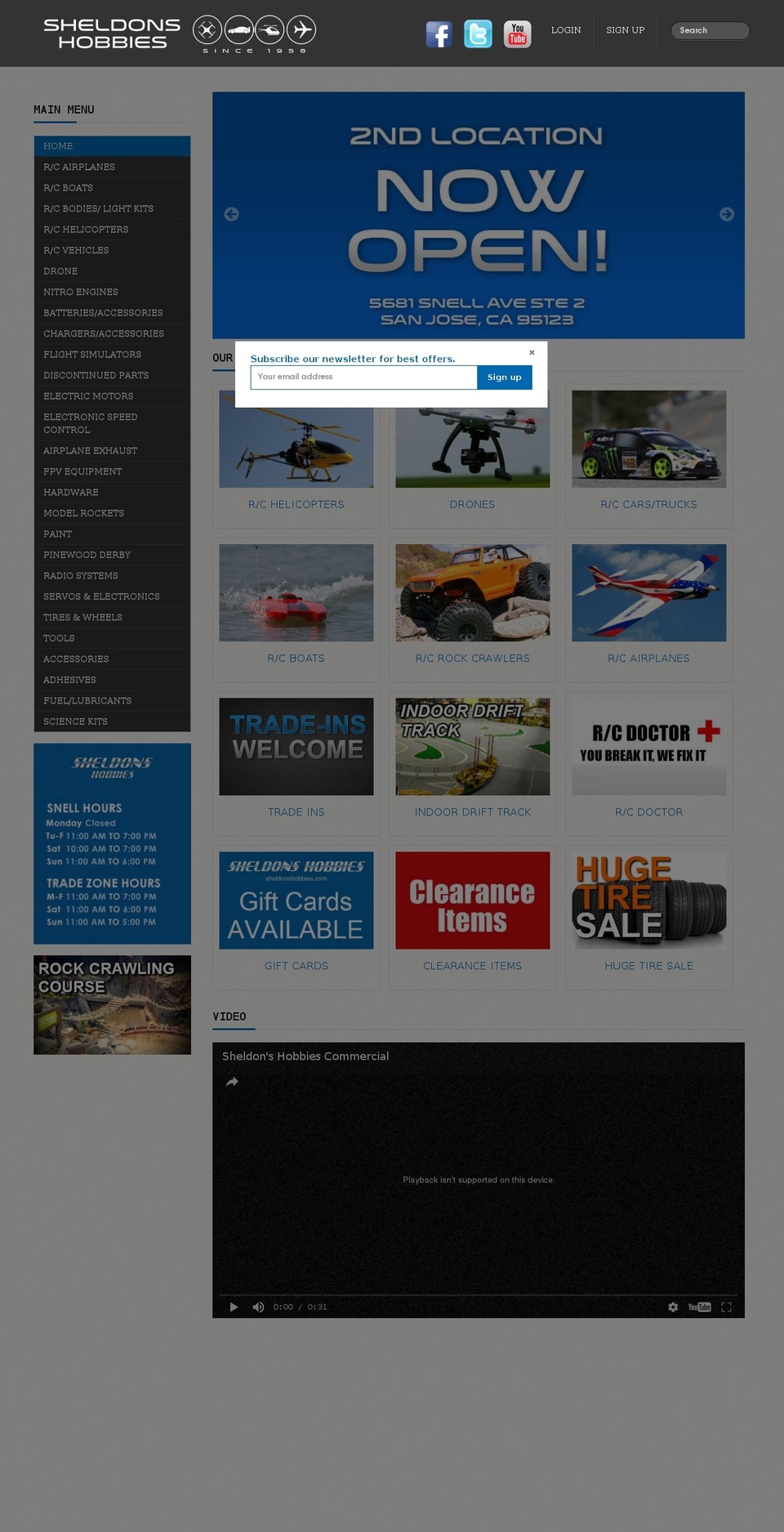 sheldonshobbies.com shopify website screenshot
