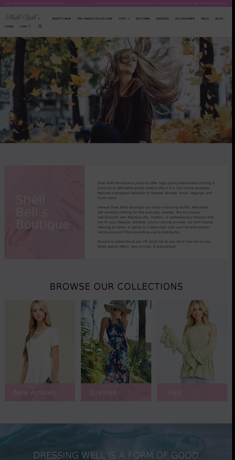 shellbellsboutique.com shopify website screenshot