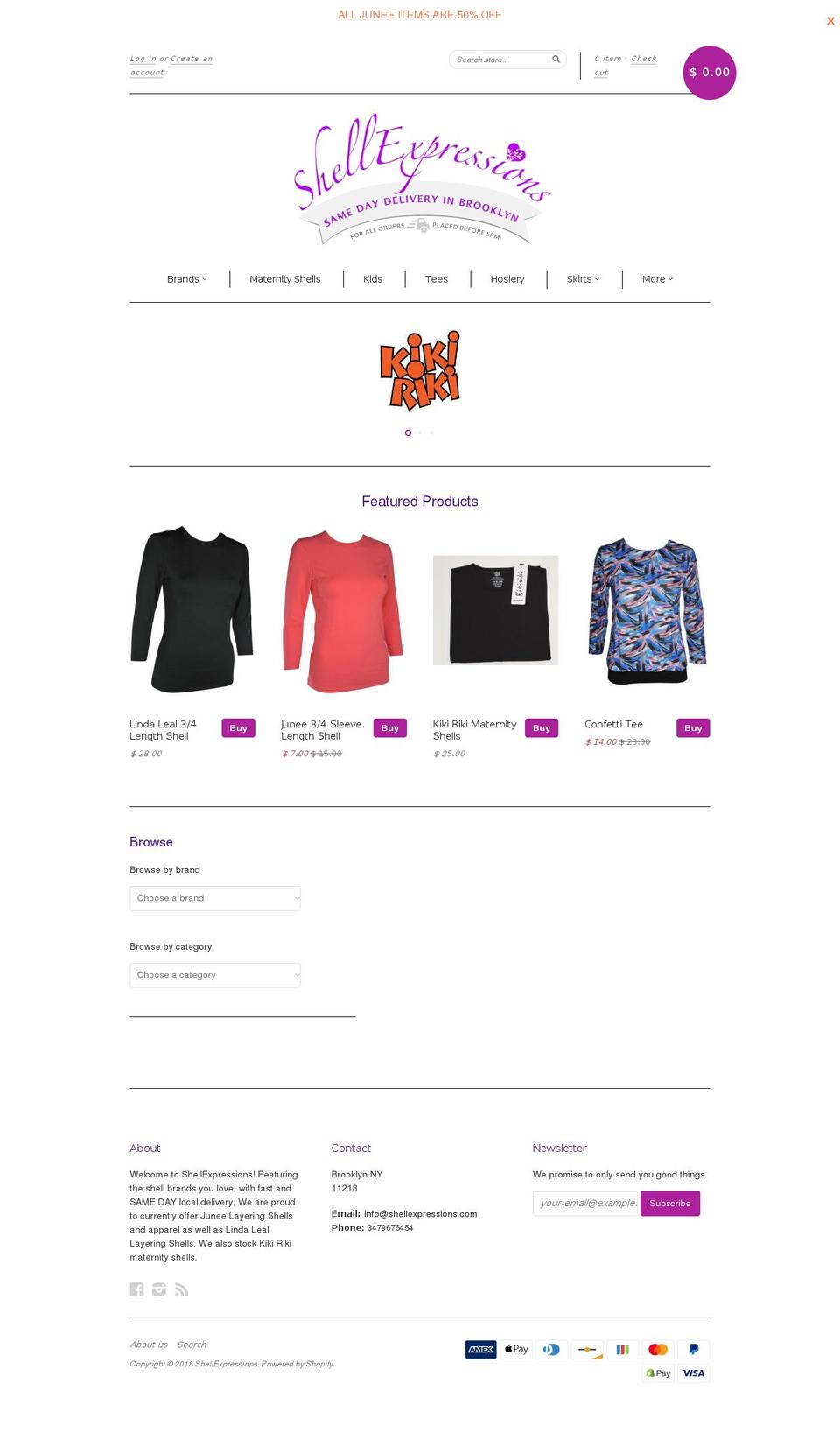 shellexpressions.com shopify website screenshot