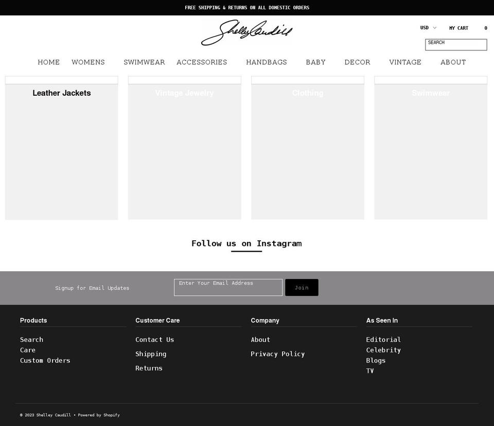 shelleycaudilldesigns.com shopify website screenshot
