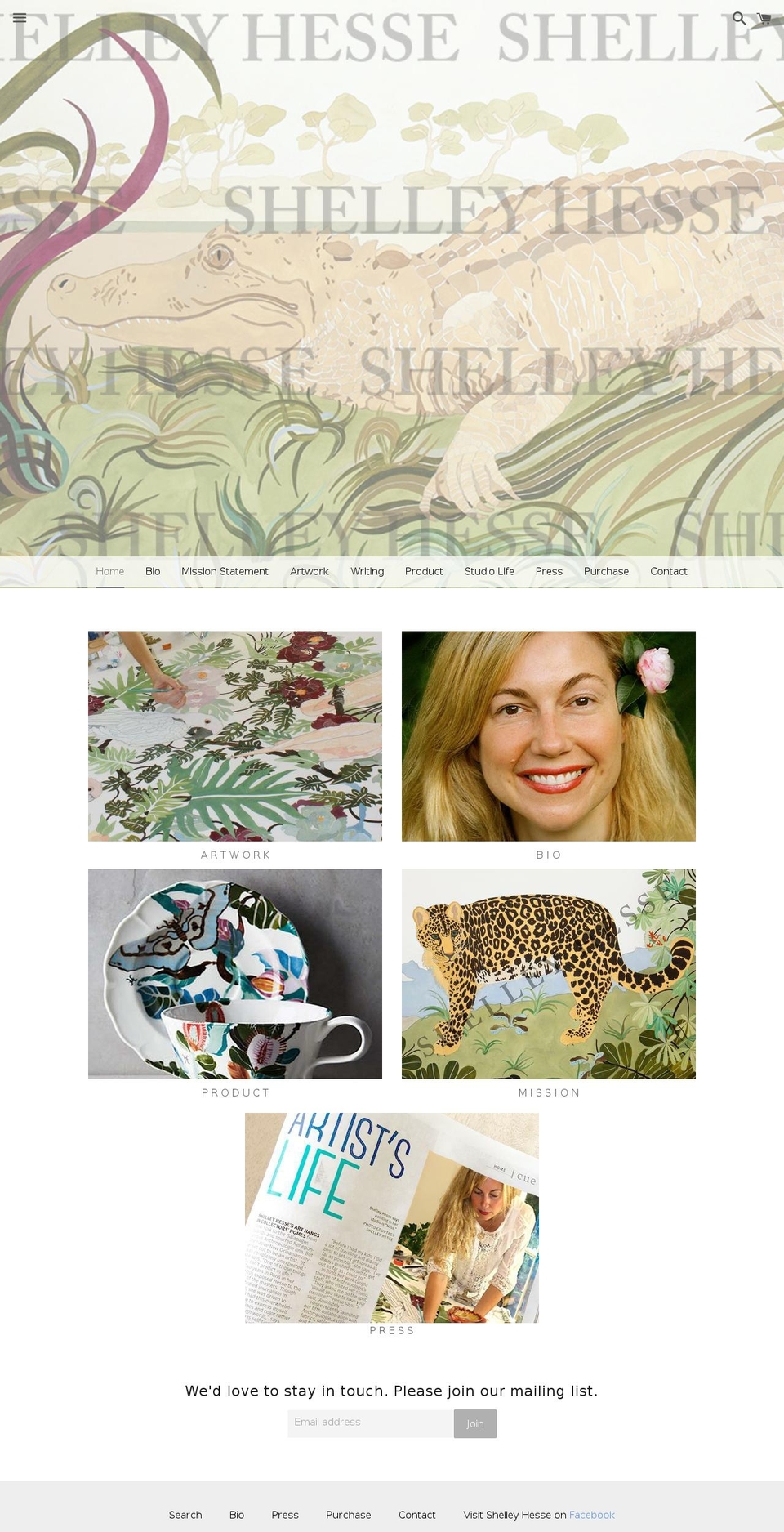 shelleyhesse.com shopify website screenshot