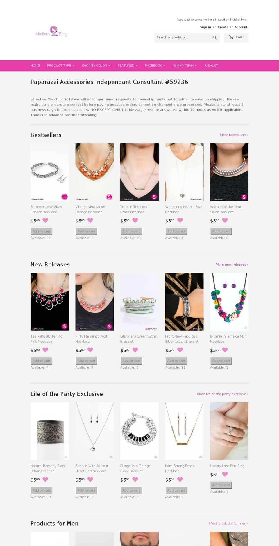 shelleysbling.com shopify website screenshot