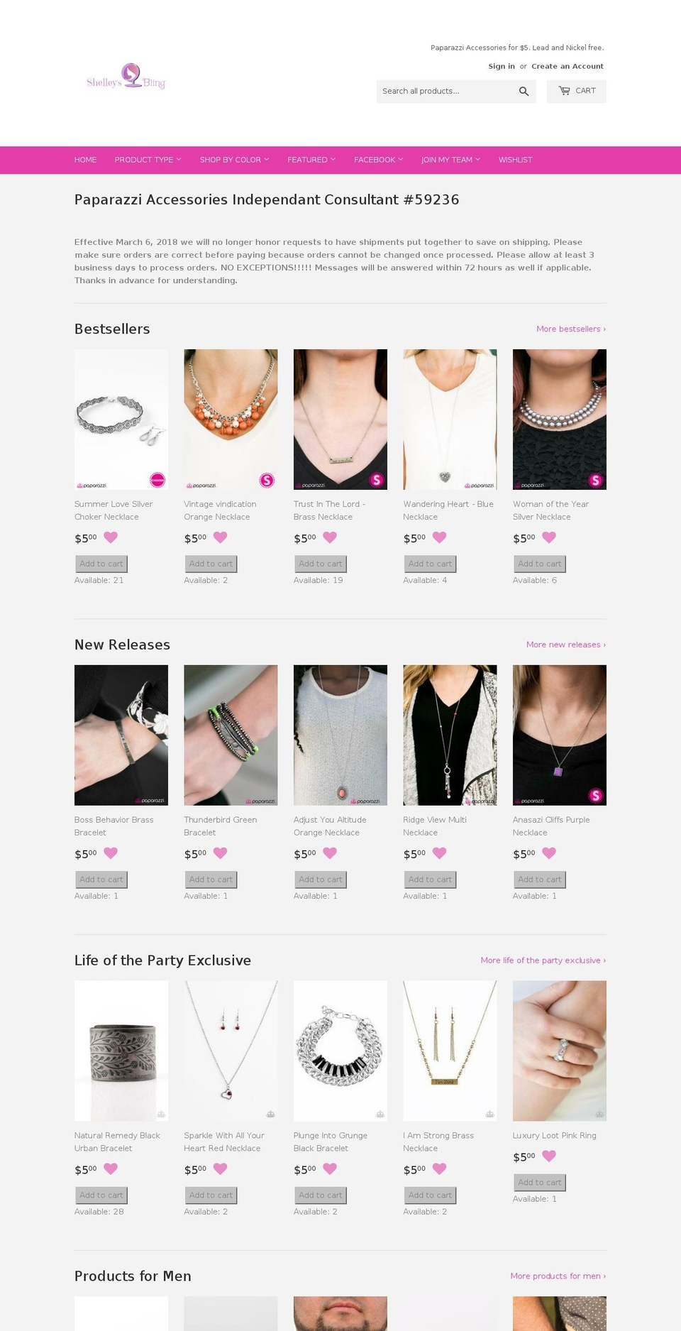 shelleyspaparazzi.com shopify website screenshot