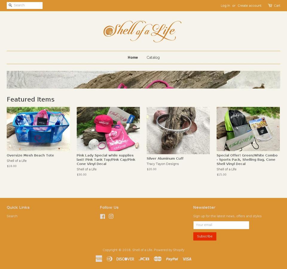 shellofalife.net shopify website screenshot