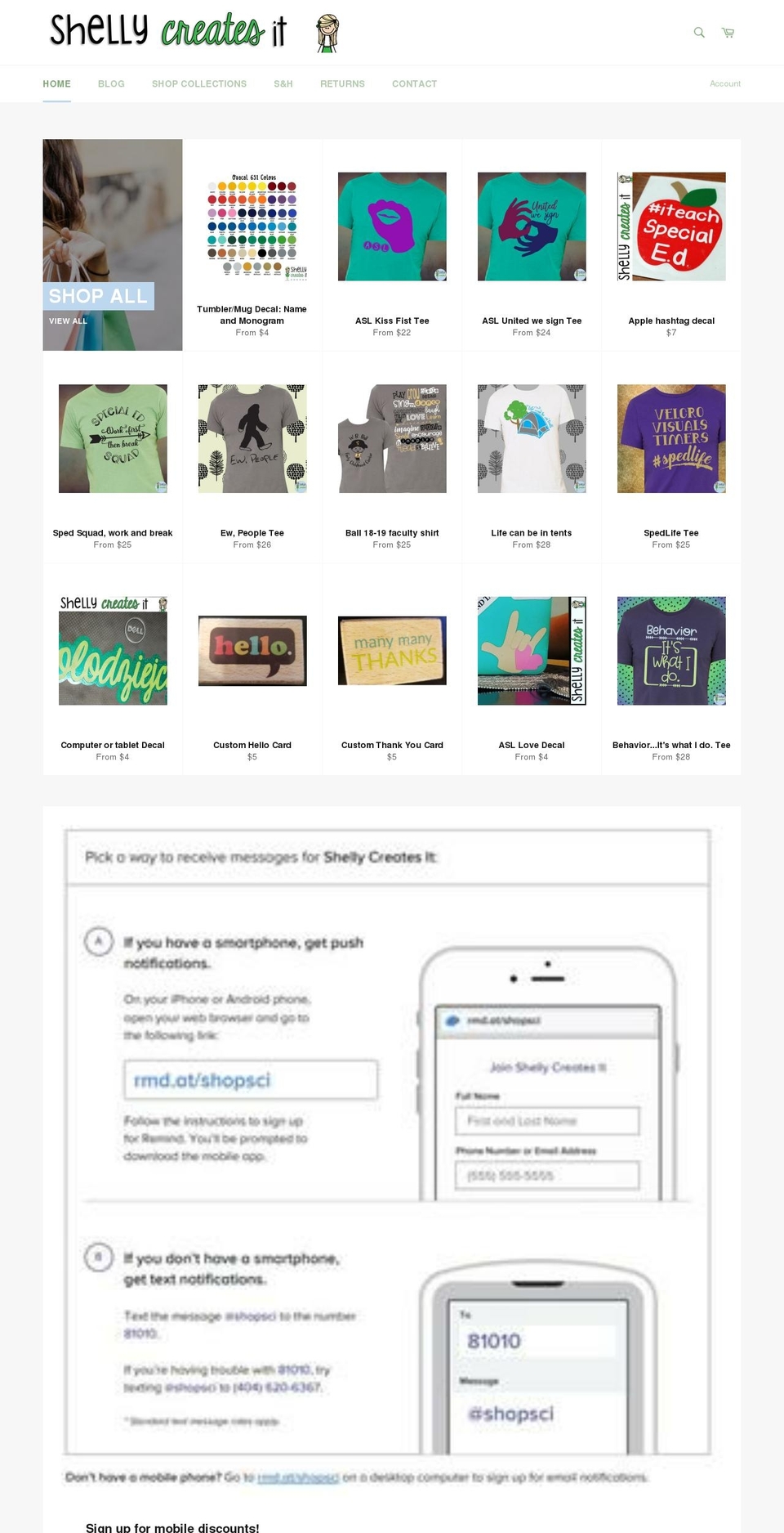 shellycreatesit.com shopify website screenshot