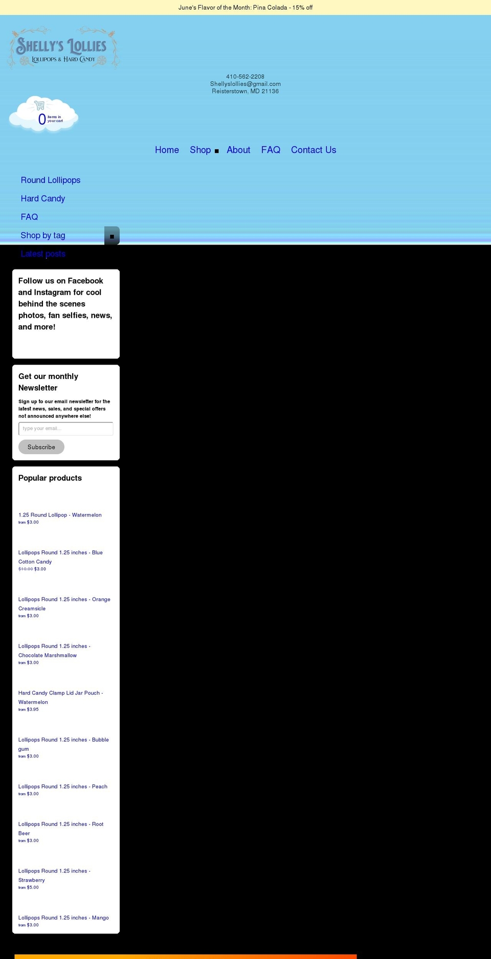 shellyslollies.com shopify website screenshot