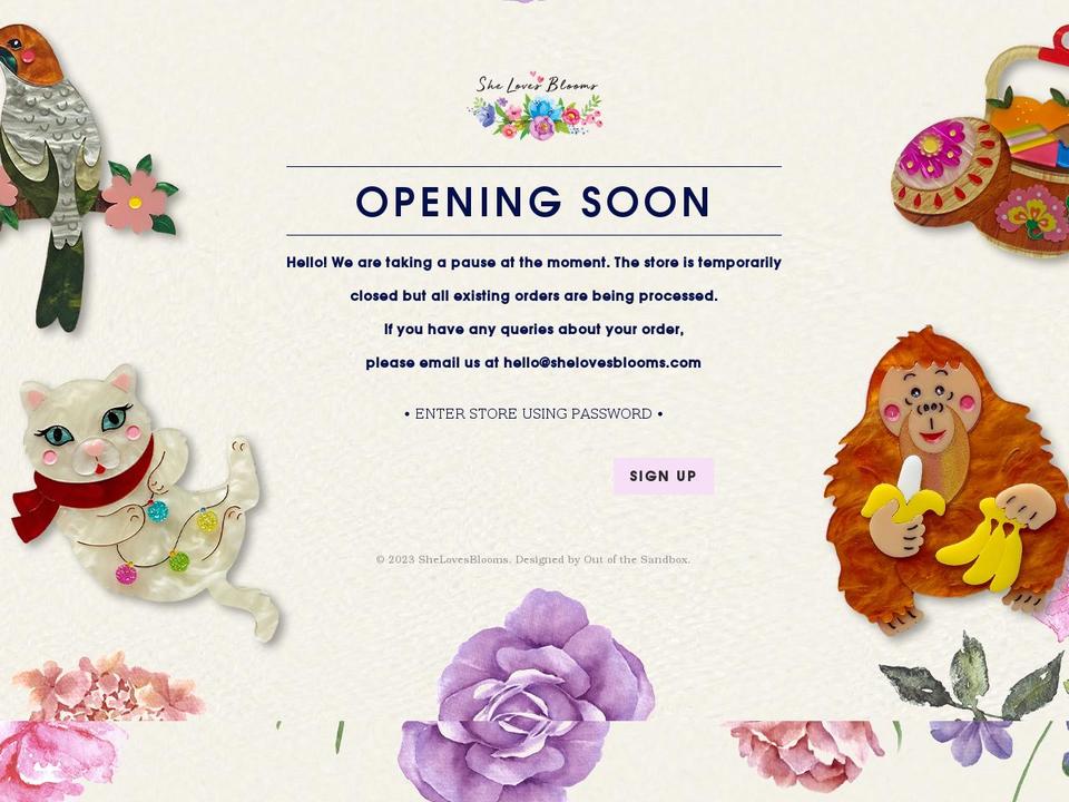 shelovesblooms.com shopify website screenshot