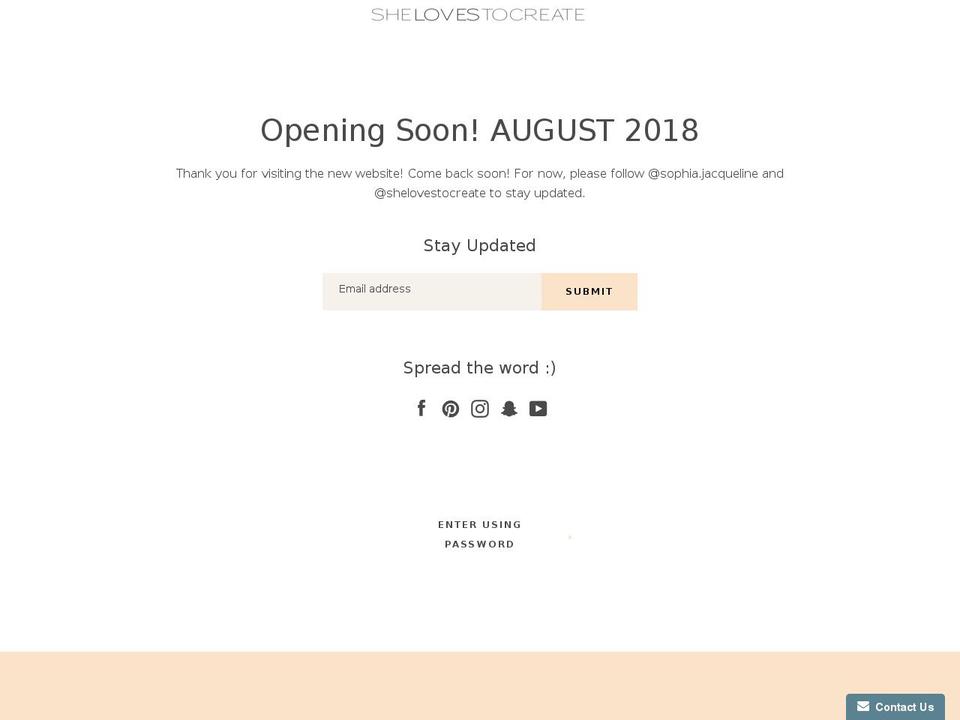 shelovestocreate.com — Shopify storefront screenshot