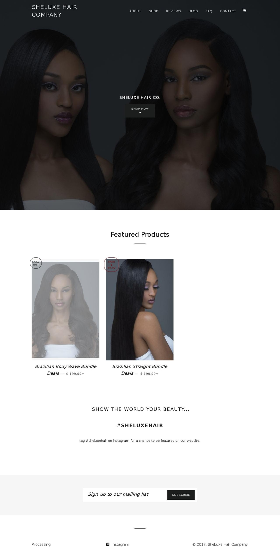 sheluxehair.com shopify website screenshot