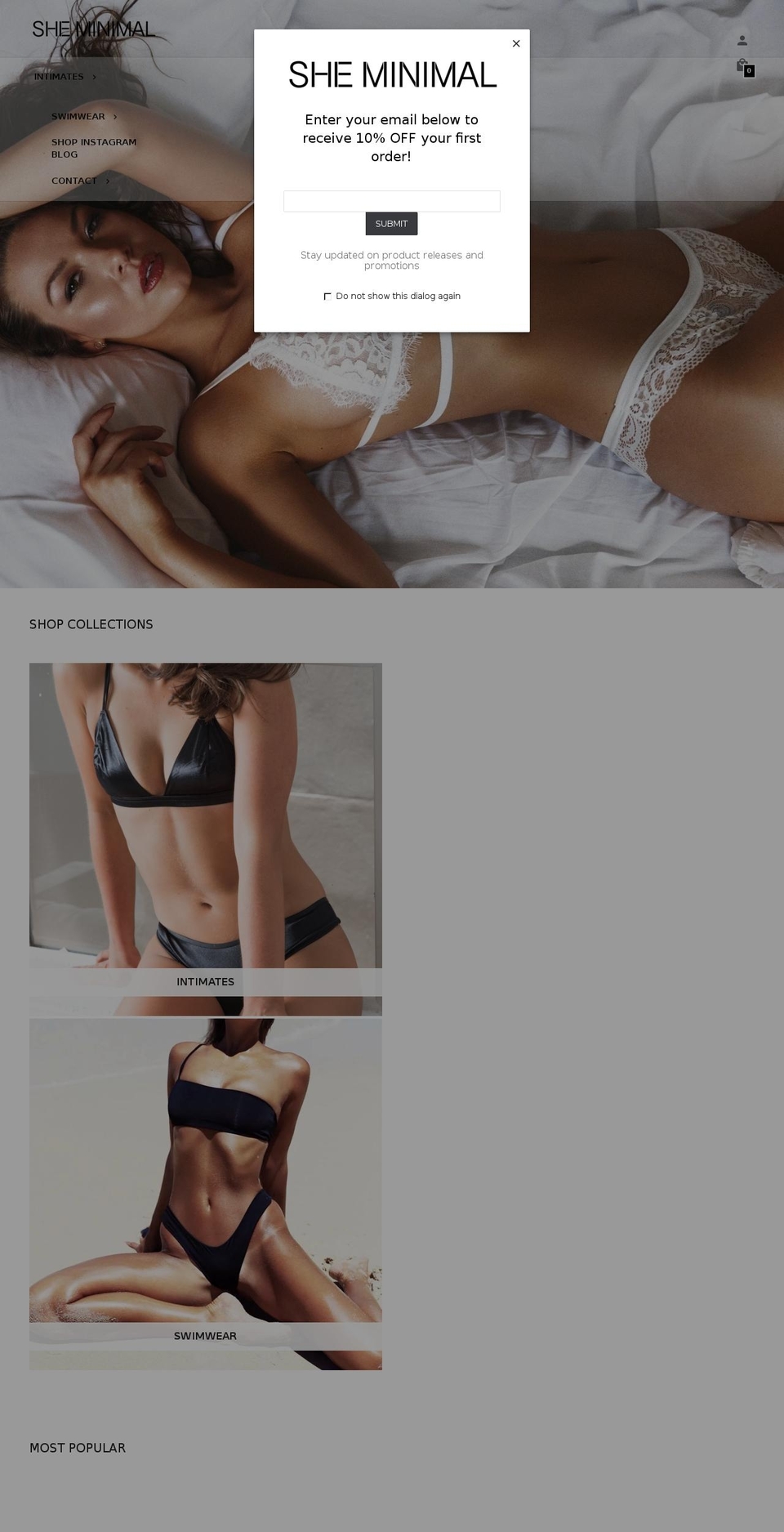 sheminimal.com — Shopify storefront screenshot