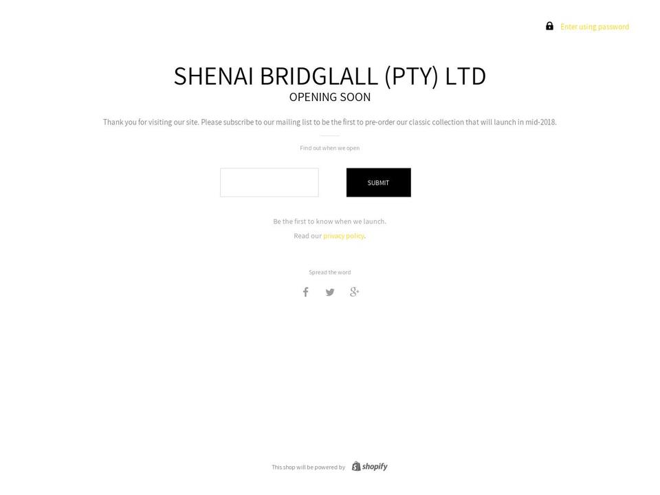 shenaibridglall.com shopify website screenshot