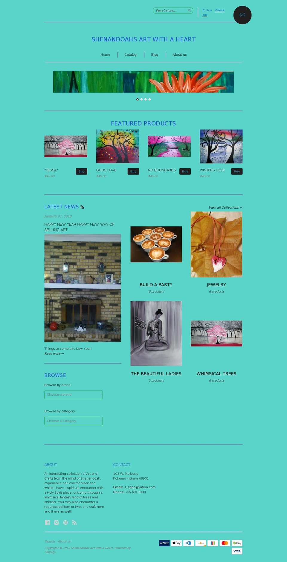 shenandoahsartwithaheart.com shopify website screenshot