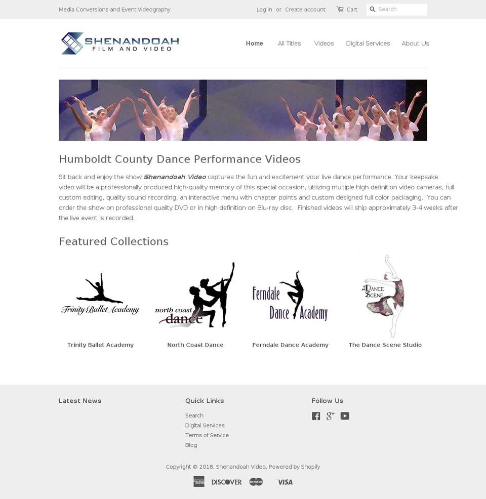 shenandoahvideo.com shopify website screenshot