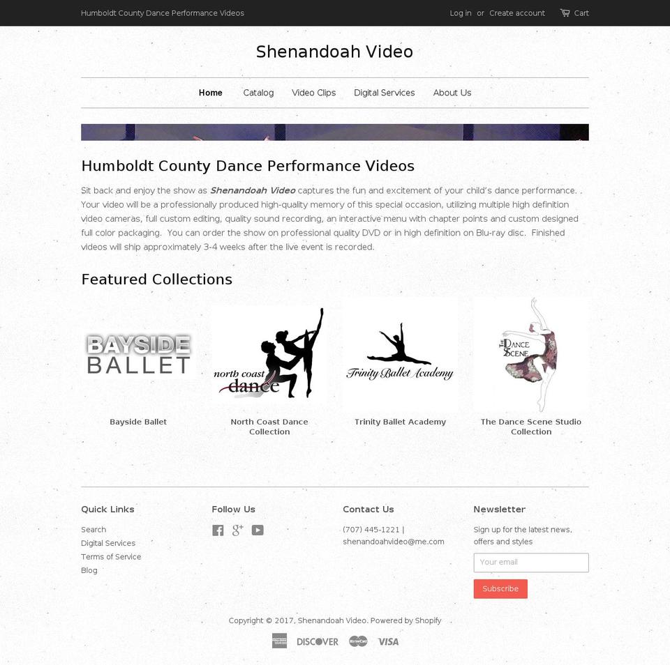 shenandoahvideos.com shopify website screenshot