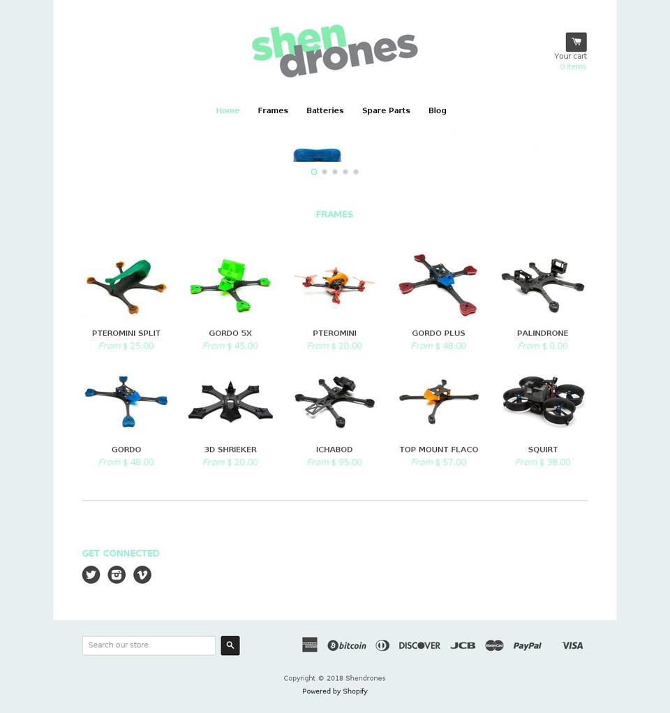 shendrones.myshopify.com shopify website screenshot