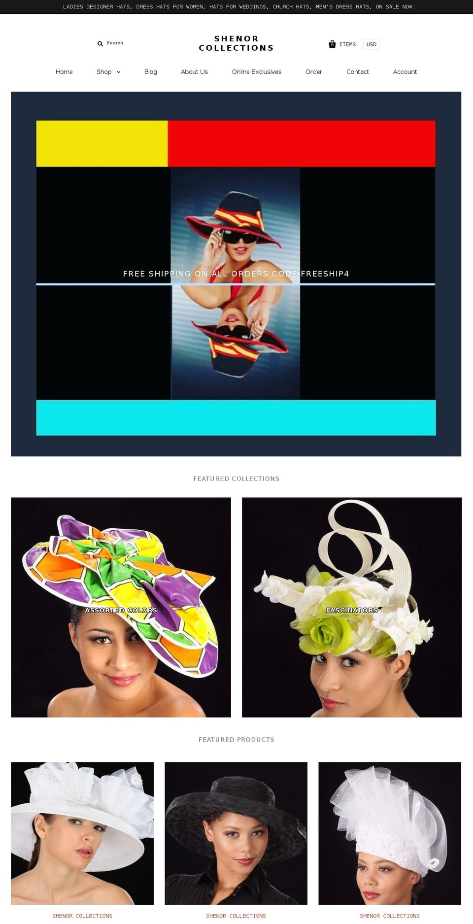 shenorcollections.com shopify website screenshot