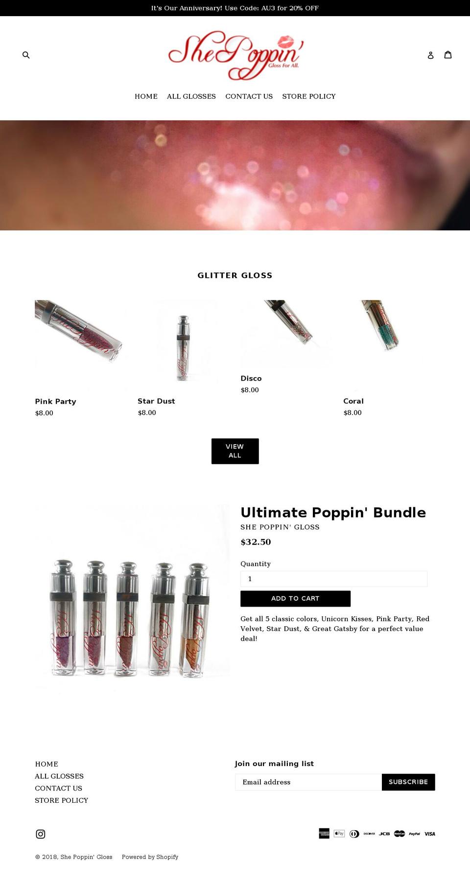 shepoppingloss.com — Shopify storefront screenshot