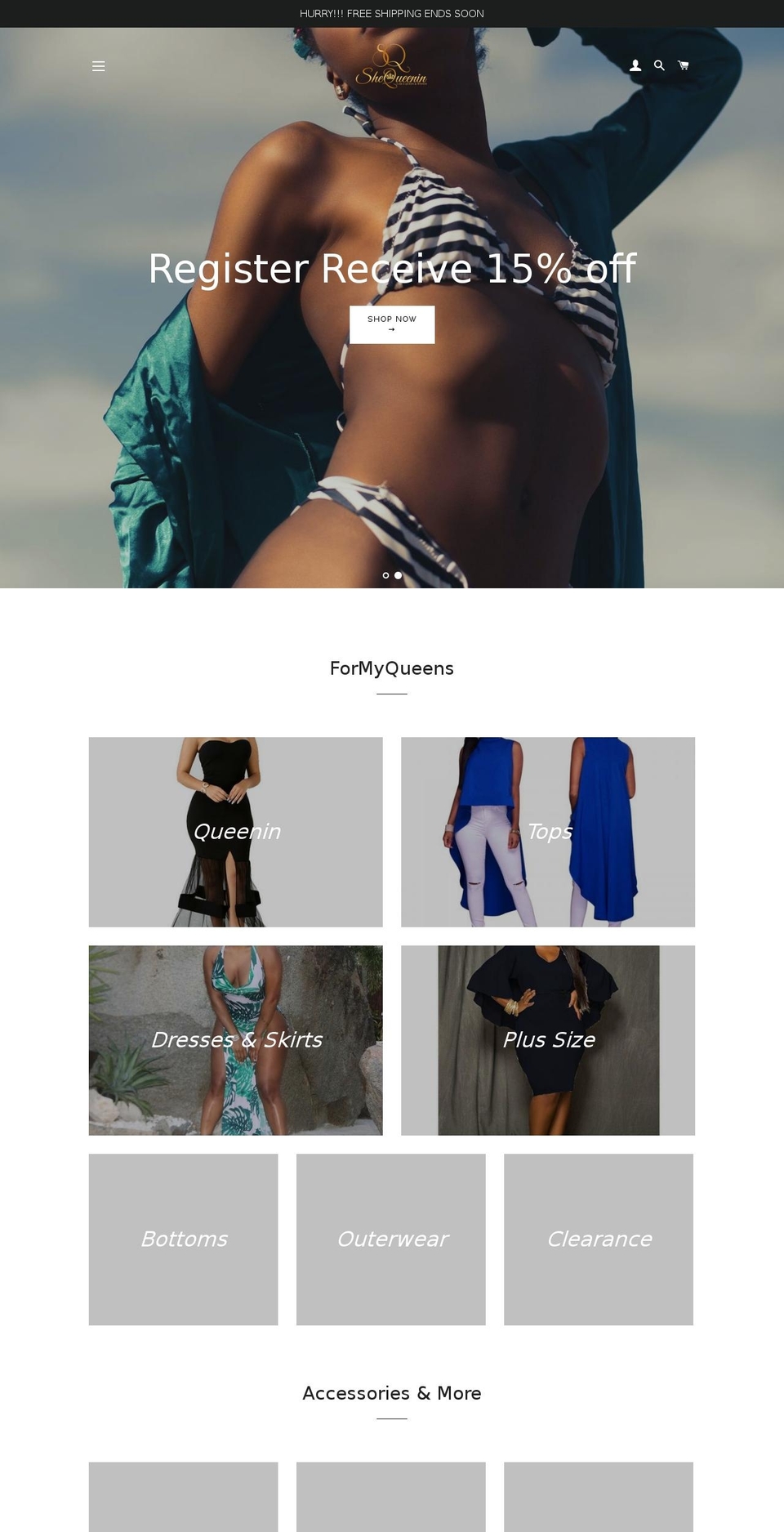 shequeenin.com — Shopify storefront screenshot