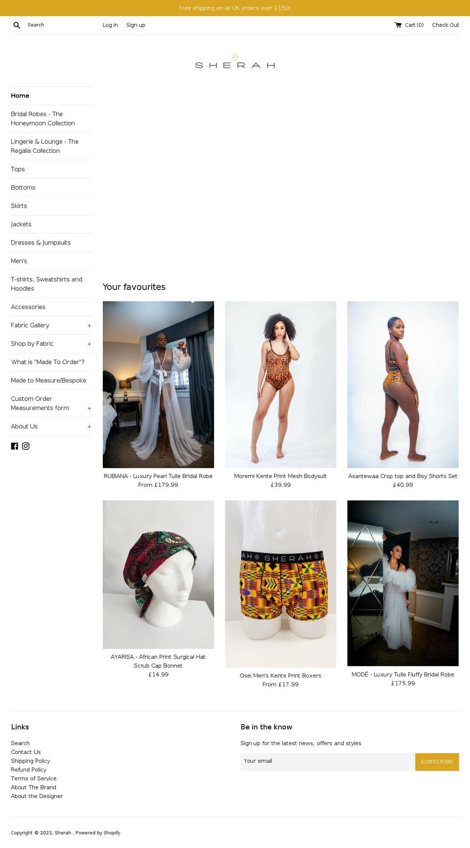 sherah.online shopify website screenshot