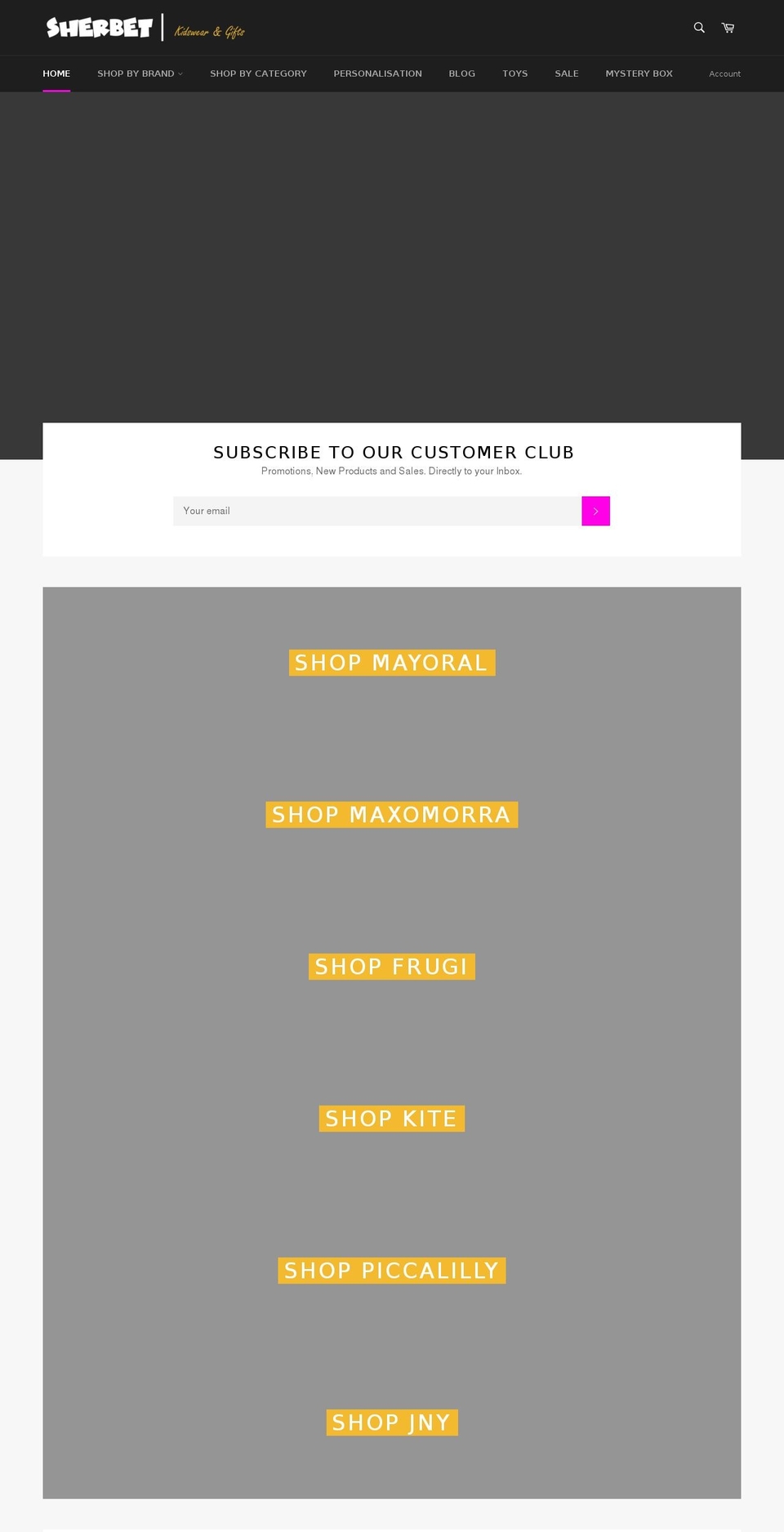 sherbet.ie shopify website screenshot