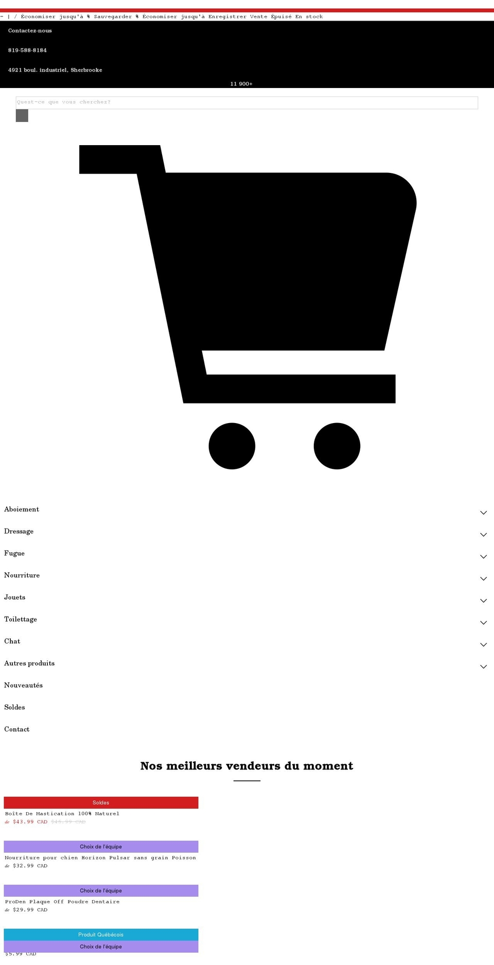 sherbrookecanin.com shopify website screenshot