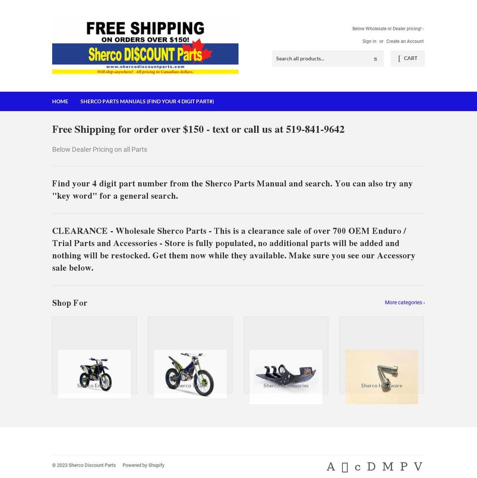 shercodiscountparts.com — Shopify storefront screenshot
