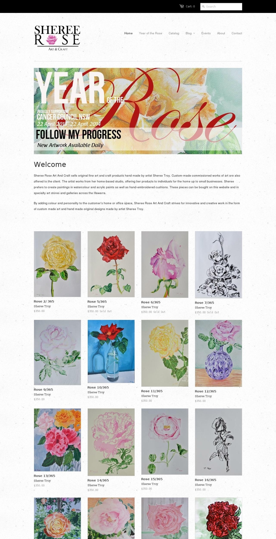 shereeroseartandcraft.com shopify website screenshot