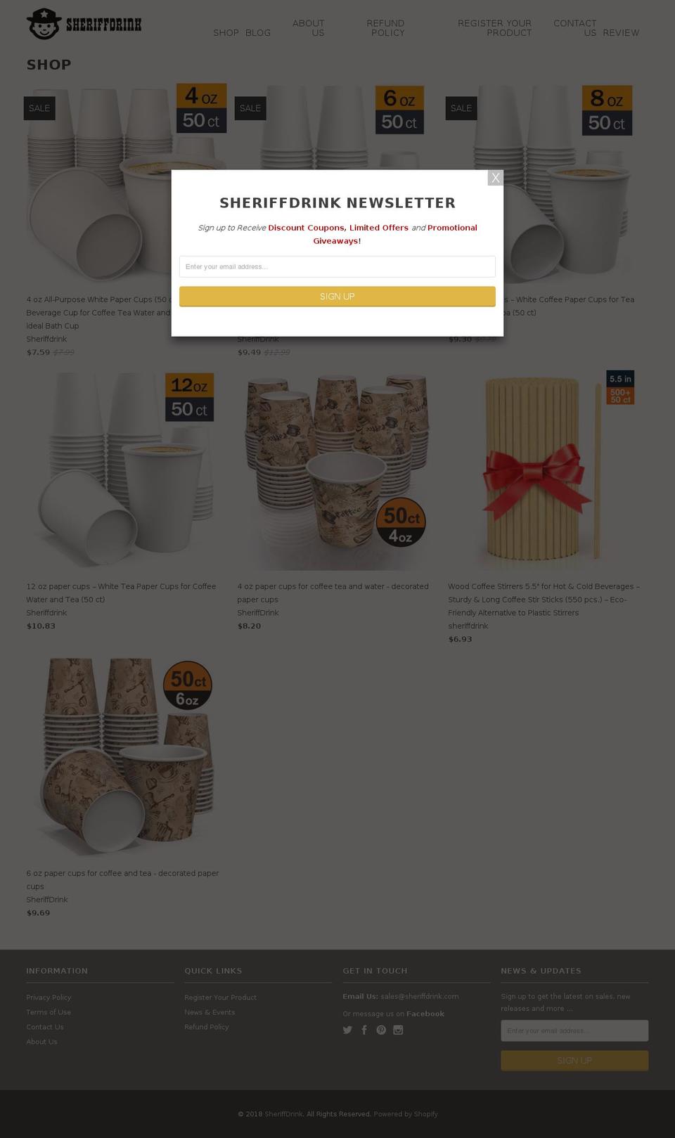 sheriffdrink.com shopify website screenshot