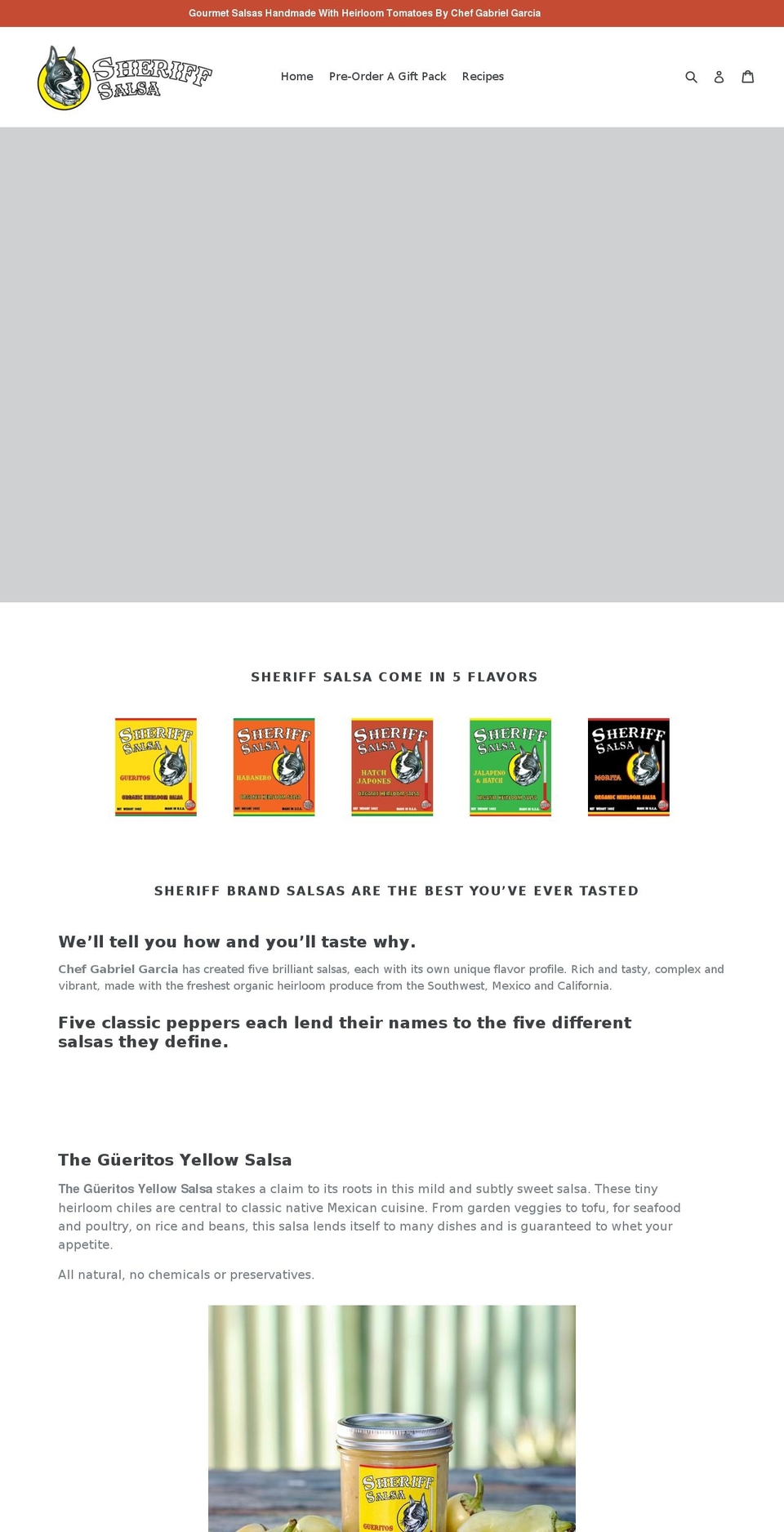 sheriffsalsa.com shopify website screenshot
